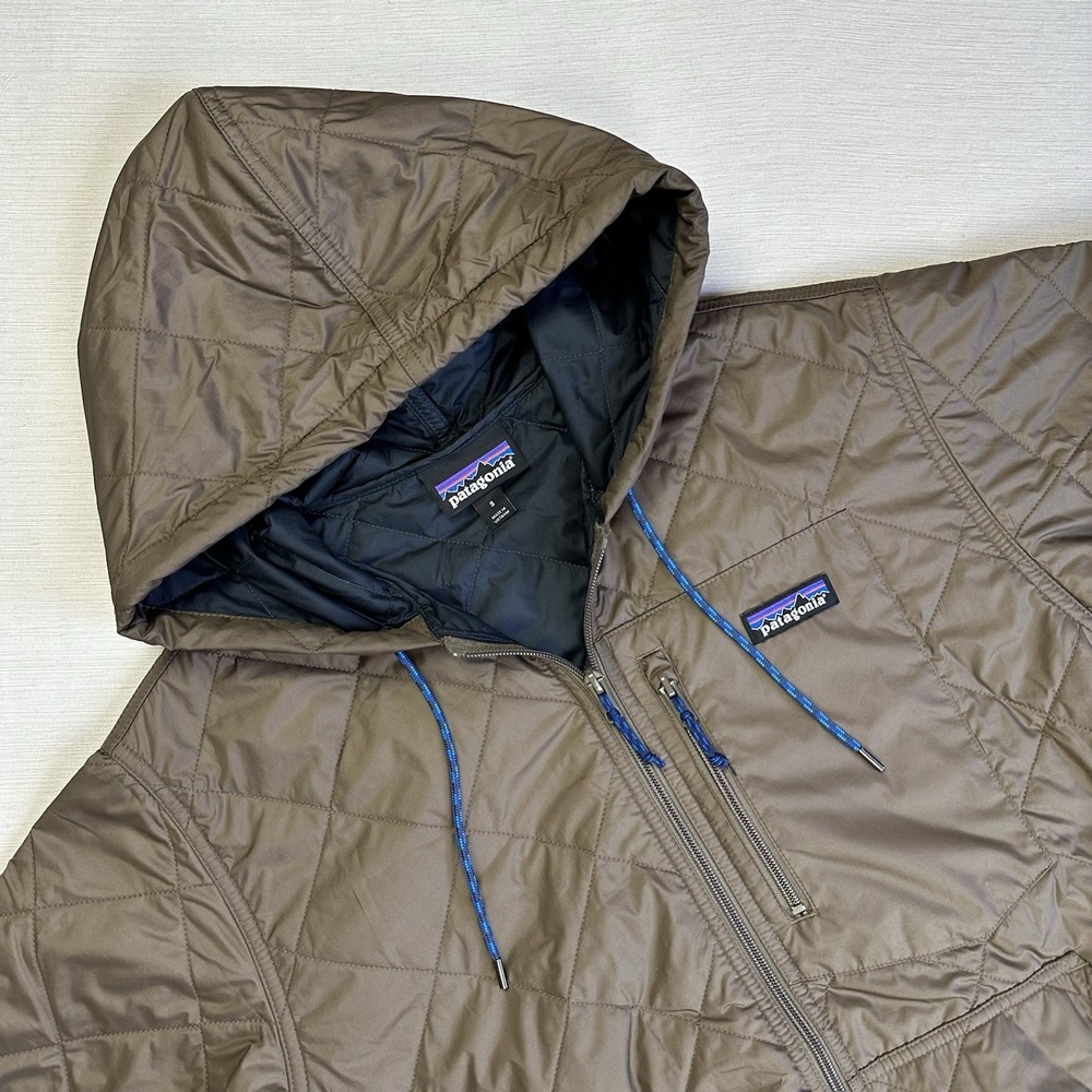 Patagonia Diamond Quilted Bomber Hoody Jacket Men S Full Zip Topsoil Brown Gorp - Picture 2 of 11